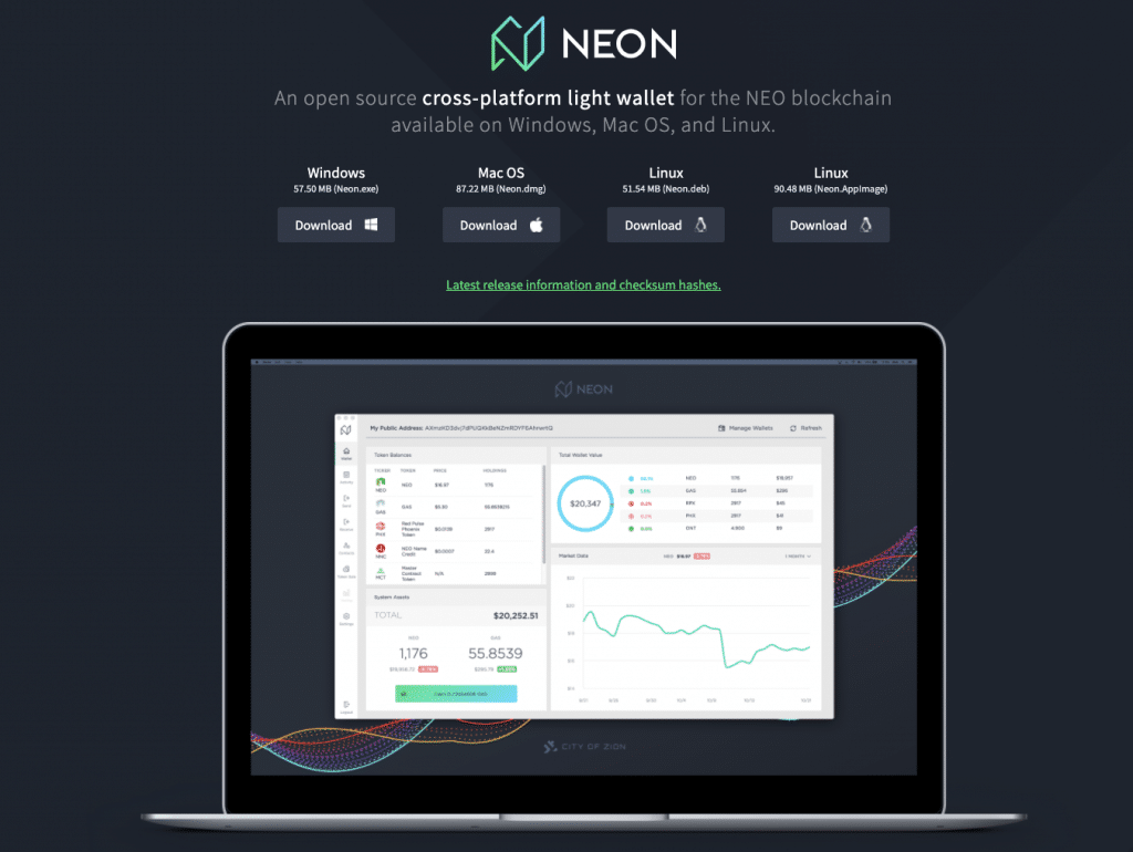 Aplicativo de desktop de carteira NEON