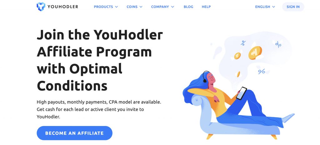 YouHolder kriptovaluta hitelezési partnerprogram