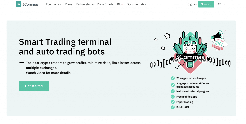 3Commas cryptocurrency trading bot website