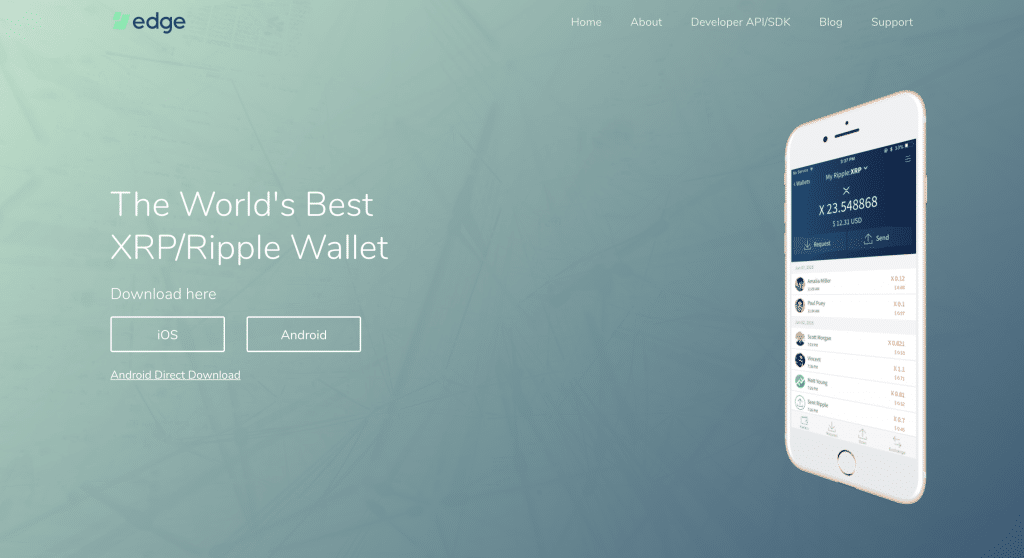 Edge wallet for Ripple XRP