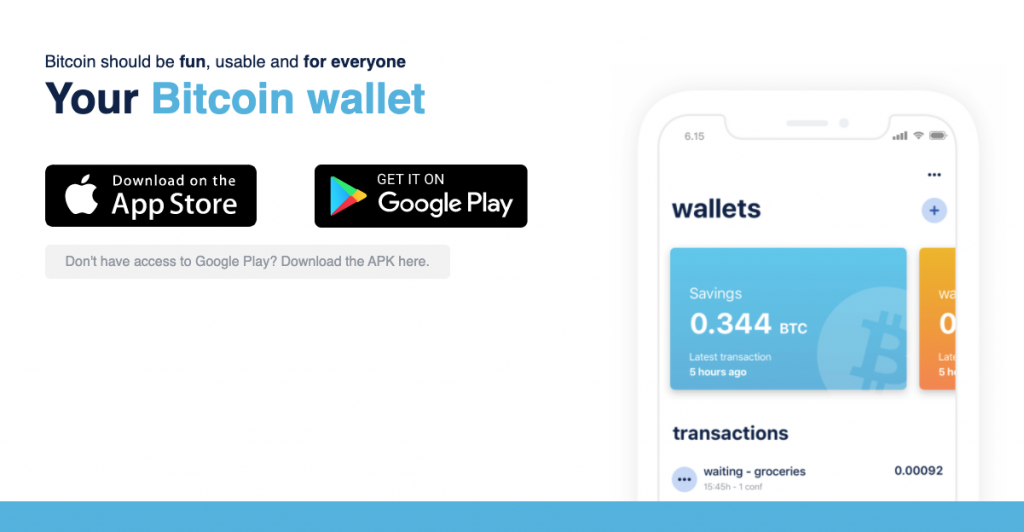 Sininen lompakko Bitcoinille
