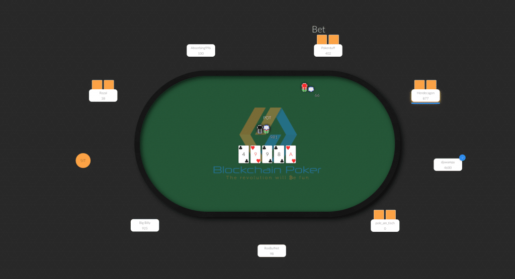 Blockchain Poker, un juego en efectivo de Texas Hold'em