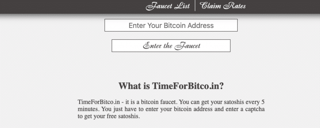 TimeForBitcoin faucet for Bitcoin