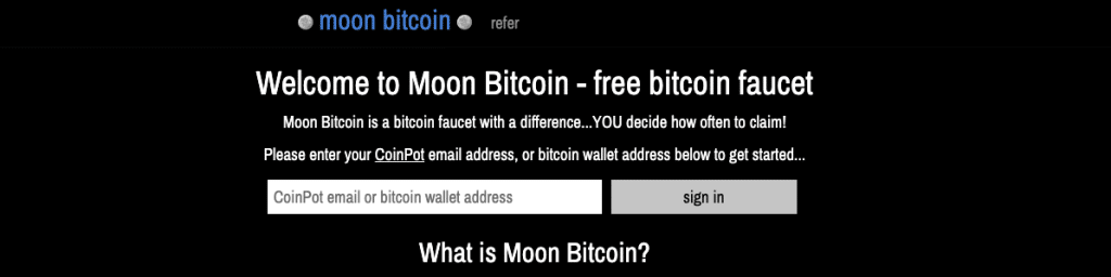 Moon Bitcoin yêu cầu thu nhập từ vòi của bạn khi bạn muốn