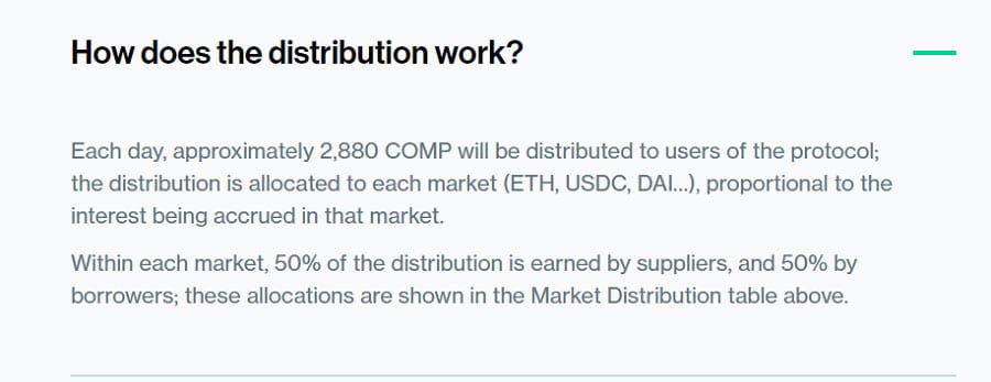 Distribuzione token COMP