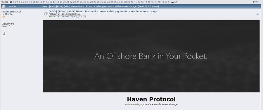 Haven Protocol Bitcointalk