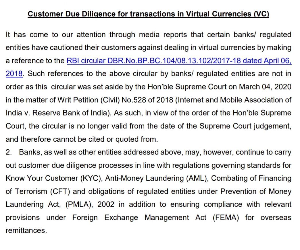 Только что: RBI разъясняет, что банки не могут использовать циркуляр 2018 года для отказа в транзакциях клиентов. Разведка данных PlatoBlockchain. Вертикальный поиск. Ай.