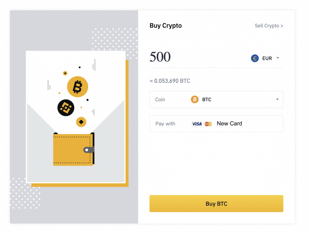 Buy cryptos easily with a card at Binance