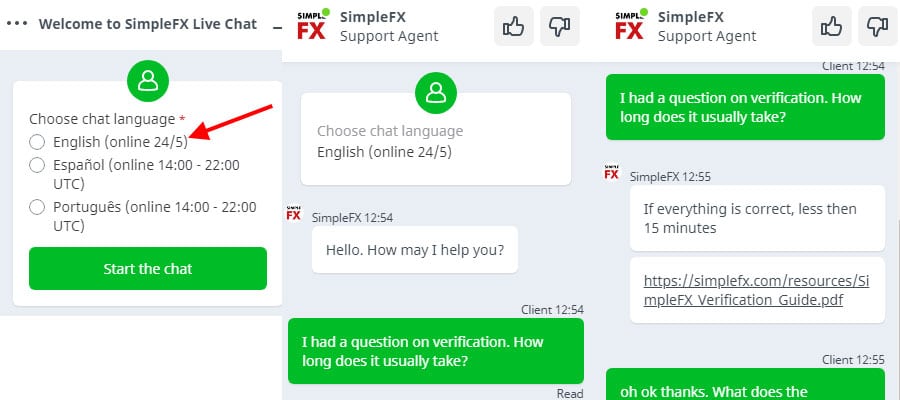 SimpleFX Live Chat