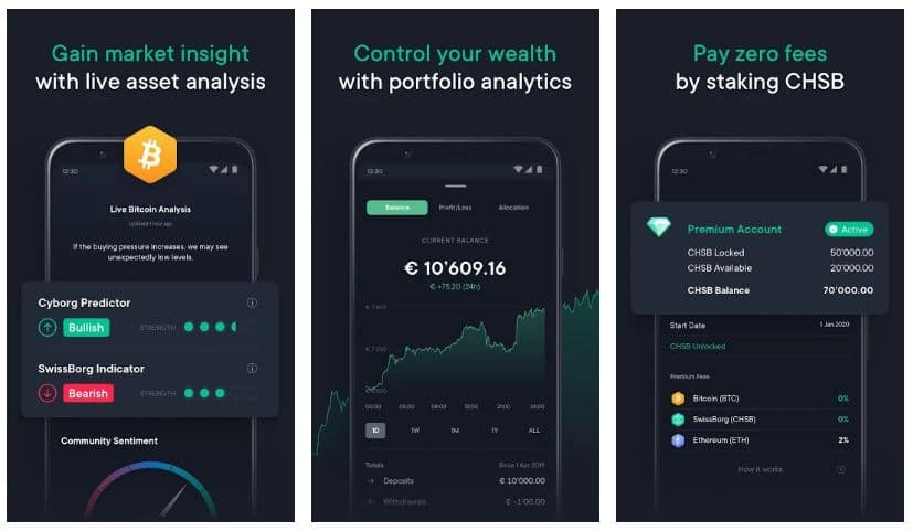 Aplikacija SwissBorg Wealth