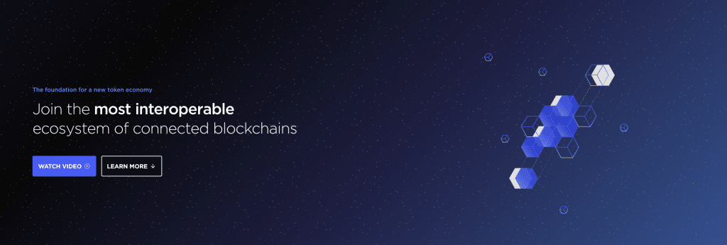Posnetek zaslona spletnega mesta Cosmos Internet of blockchains