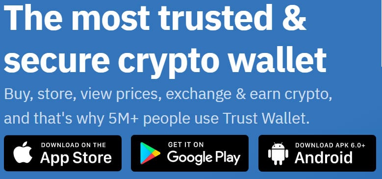 Página inicial da Trust Wallet