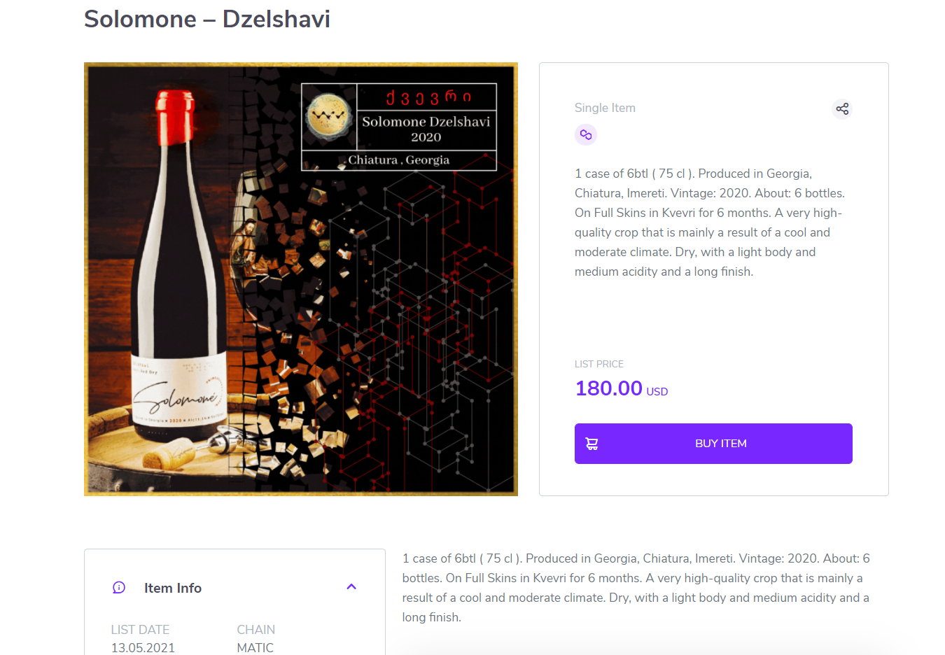 WiV adds its fine wine NFTs to Arkane Market PlatoBlockchain Data Intelligence. Vertical Search. Ai.