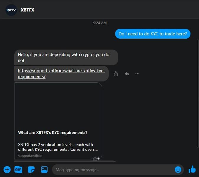 XBTFX-Kundendienst
