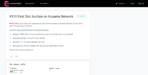Kusama 의회가 최초의 파라체인 슬롯 경매 PlatoBlockchain Data Intelligence를 승인함에 따라 Polkadot의 또 다른 첫 번째 사례입니다. 수직 검색. 일체 포함.