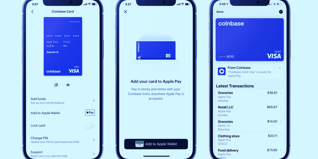 Coinbase lisää Apple Payn kryptomaksukorttiin PlatoBlockchain Data Intelligence. Pystysuuntainen haku. Ai.