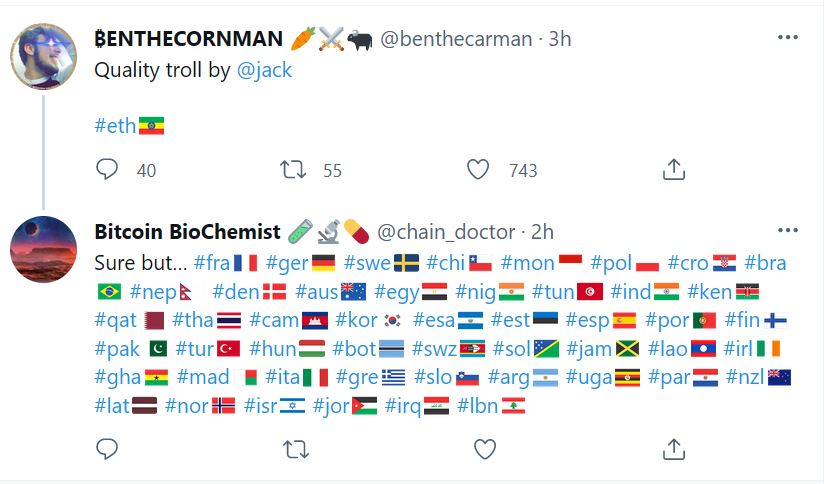 不，杰克·多尔西（Jack Dorsey）将其徽标设为埃塞俄比亚国旗 PlatoBlockchain Data Intelligence 并不是在拖钓 ETH。 垂直搜索。 哎。