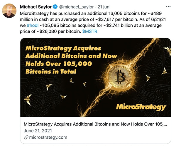 Tweet του Michael Saylor