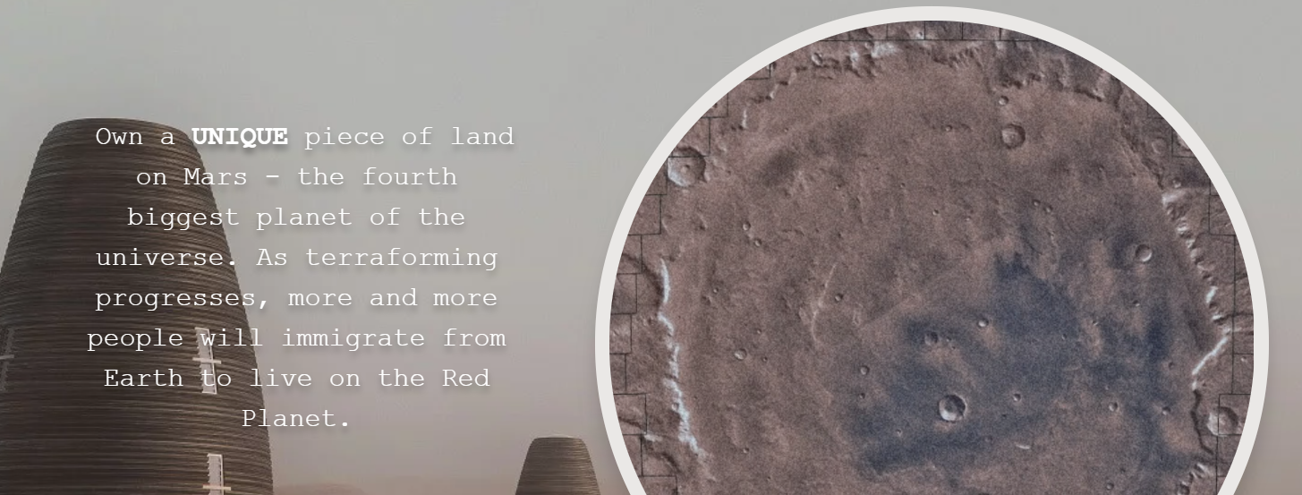Mars4: Own a Piece of the Red Planet PlatoBlockchain Data Intelligence. Vertikalt søk. Ai.