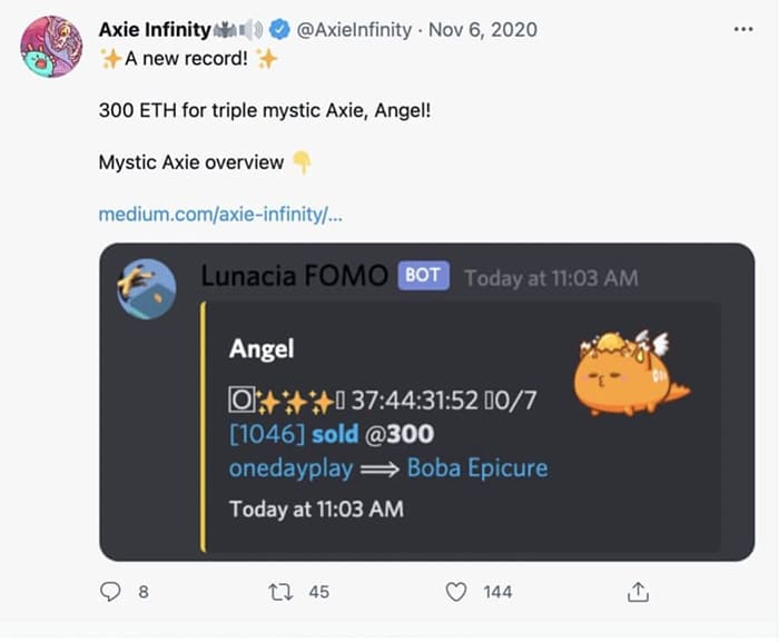 توییت Axie Infinity