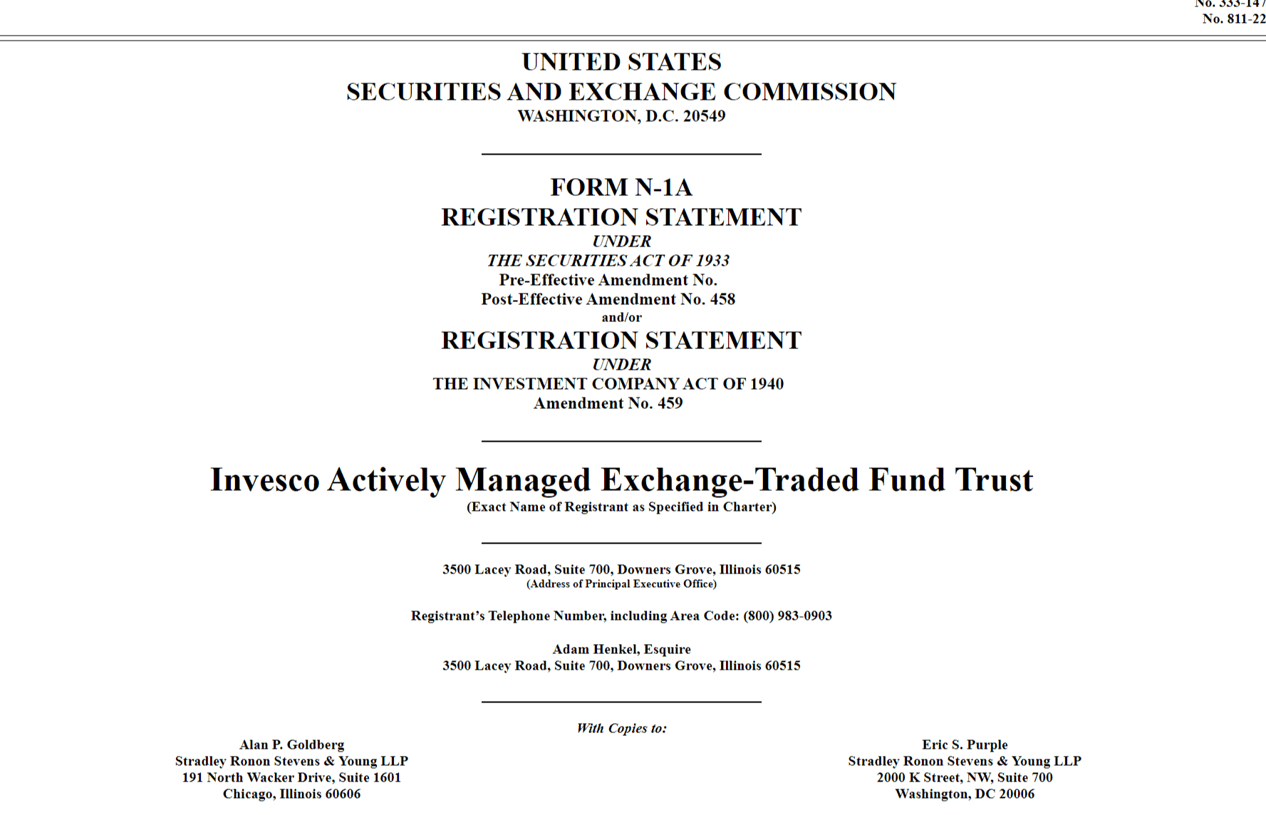 Eilmeldung: 364-Milliarden-Dollar-ETF-Manager Invesco beantragt Bitcoin-Strategie-ETF PlatoBlockchain Data Intelligence. Vertikale Suche. Ai.