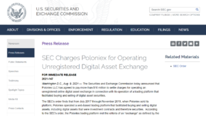 Eilmeldung: SEC verhängt gegen Poloniex eine Geldstrafe von 10 Millionen Dollar wegen Verstoßes gegen Wertpapiergesetze PlatoBlockchain Data Intelligence. Vertikale Suche. Ai.