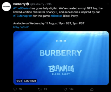 A Burberry tervezőmárka exkluzív játék NFT-ket dob ​​piacra, PlatoBlockchain Data Intelligence. Függőleges keresés. Ai.
