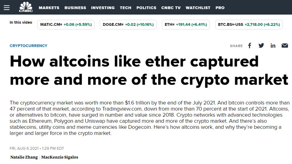 altcoins เช่น ether จับตลาด crypto ได้อย่างไร