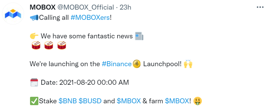بازیکنان MOBOX با اطلاعیه Binance Launchpool به وجد آمده اند. جستجوی عمودی Ai.