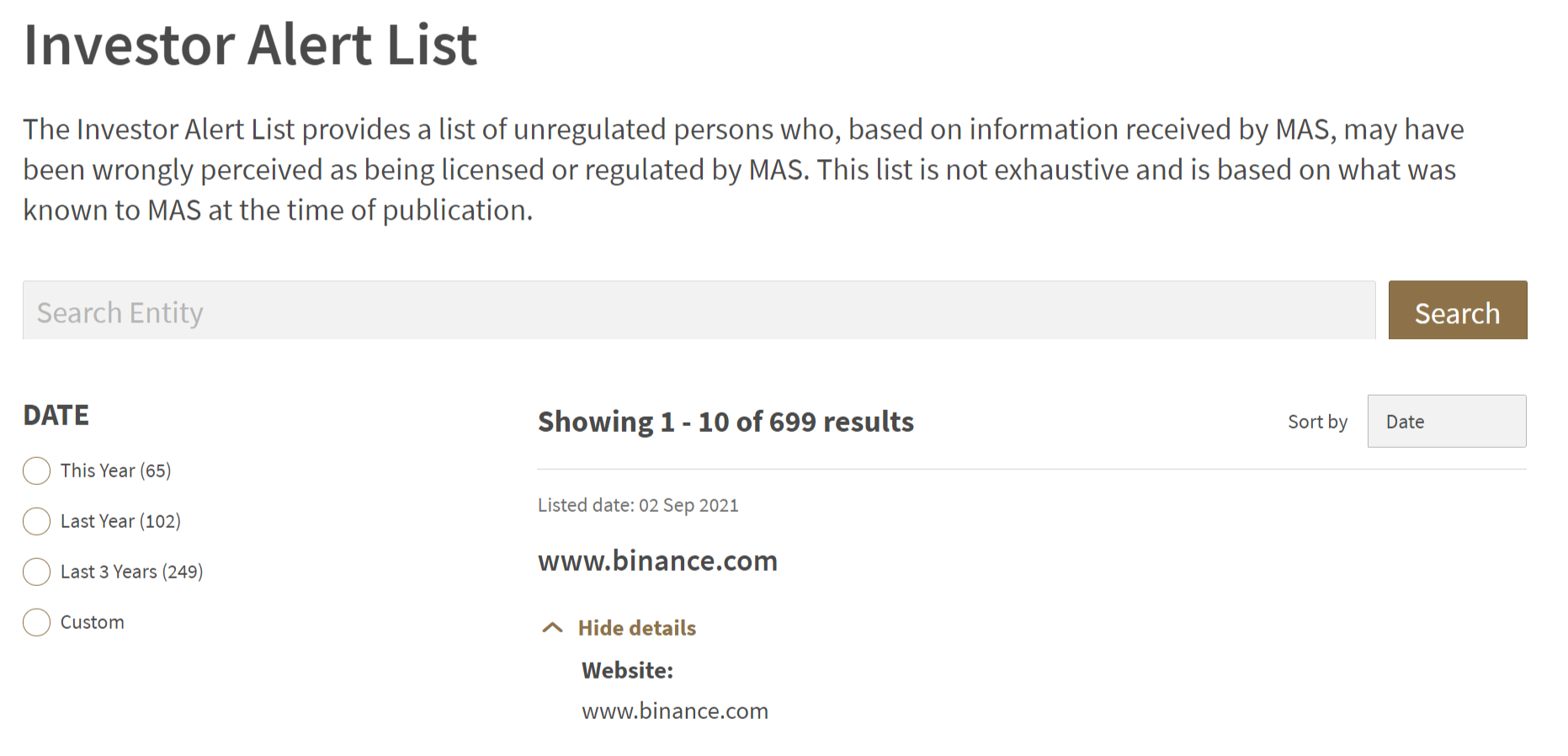 Breaking: Singapore Regulatory Watchdog Puts Binance.com on Investor Alert List PlatoBlockchain Data Intelligence. Vertical Search. Ai.