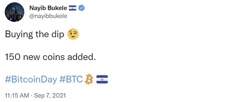 First Day of Bitcoin as Legal Tender: El Salvador Buys the Dip, Country’s BTC Stash Grows PlatoBlockchain Data Intelligence. Vertical Search. Ai.