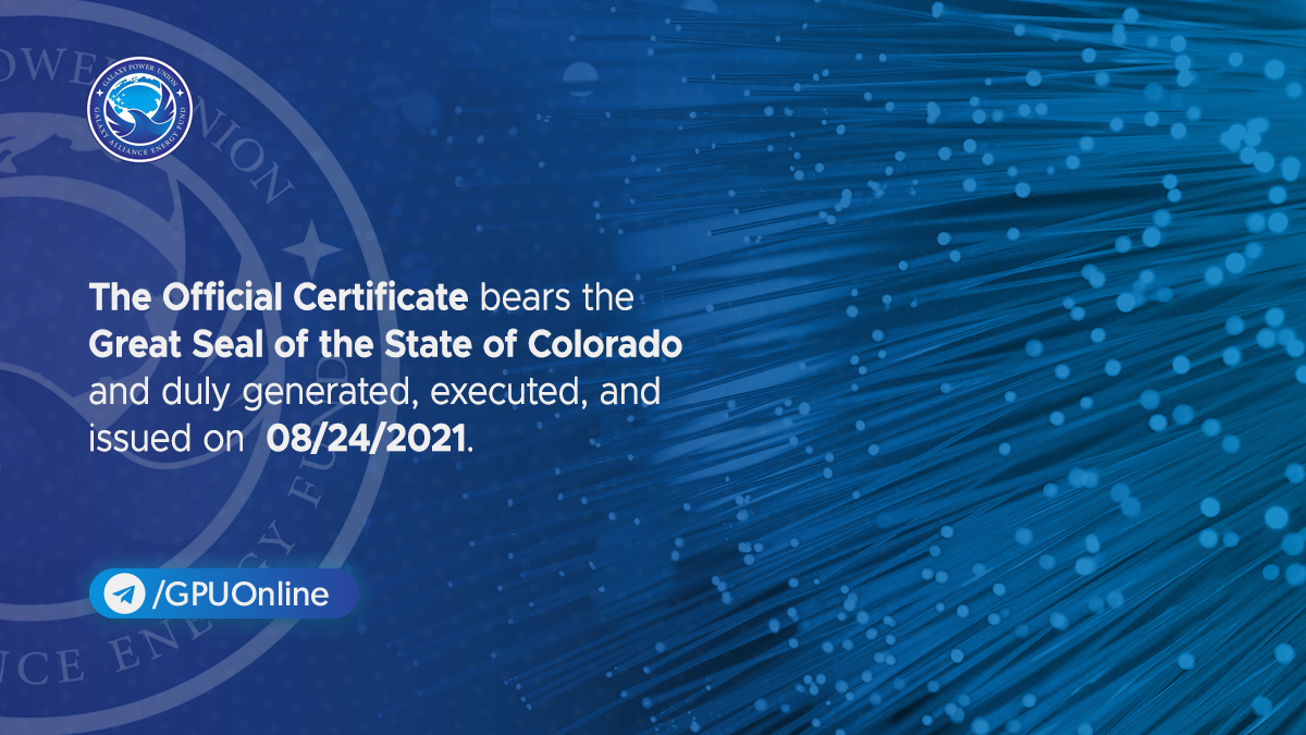 GPU’s Certificate of Good Standing bears the Great Colorado State Seal, and was duly generated… GP PlatoBlockchain Data Intelligence. Vertical Search. Ai.