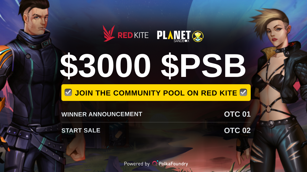 Vamos nos juntar ao pool da comunidade Planet Sandbox por $ PSB para obter slots IDO! Inteligência de dados PlatoBlockchain. Pesquisa vertical. Ai.