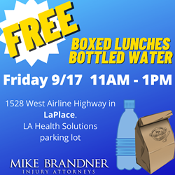 Mike Brandner Injury Attorneys Offers Ida Assistance to Local Residents By Giving Away a Semi-load of Bottled Water & 1,000 Boxed Lunches in LaPlace PlatoBlockchain Data Intelligence. Vertical Search. Ai.