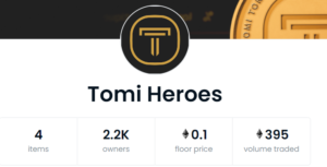 Tomi HeroesのNFT売上高は、1.35万ドルのPlatoBlockchainデータインテリジェンスを上回っています。 垂直検索。 愛。