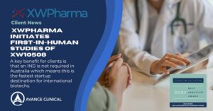 Avance 临床客户新闻：XWPharma 启动 XW10508 的首次人体研究，用于快速缓解难治性抑郁症和慢性疼痛 PlatoBlockchain 数据智能。垂直搜索。人工智能。