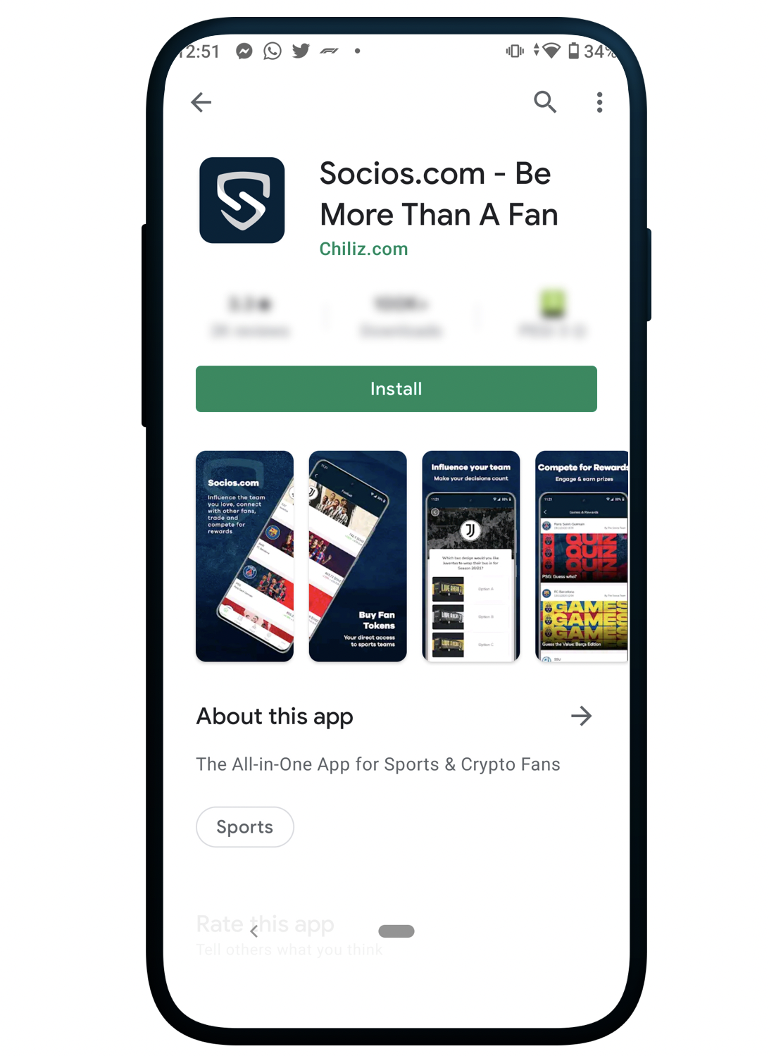 Socios App، Chiliz، توکن های فن