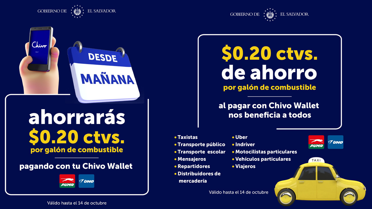 Salvadoraanse president Nayib Bukele zegt dat burgers die voor gas betalen met de Chivo-portemonnee korting krijgen