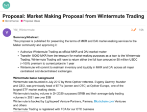 Wintermute haluaa tulla MKR:n markkinatakaajaksi hallintoäänestyksen kautta, PlatoBlockchain Data Intelligence. Pystysuuntainen haku. Ai.