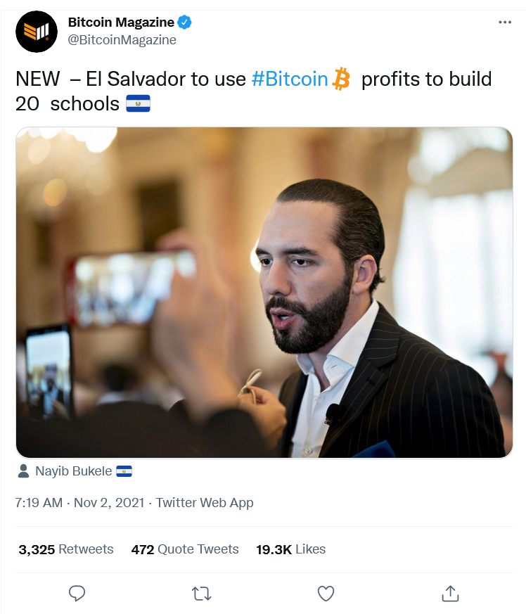 tweet de la revista bitcoin