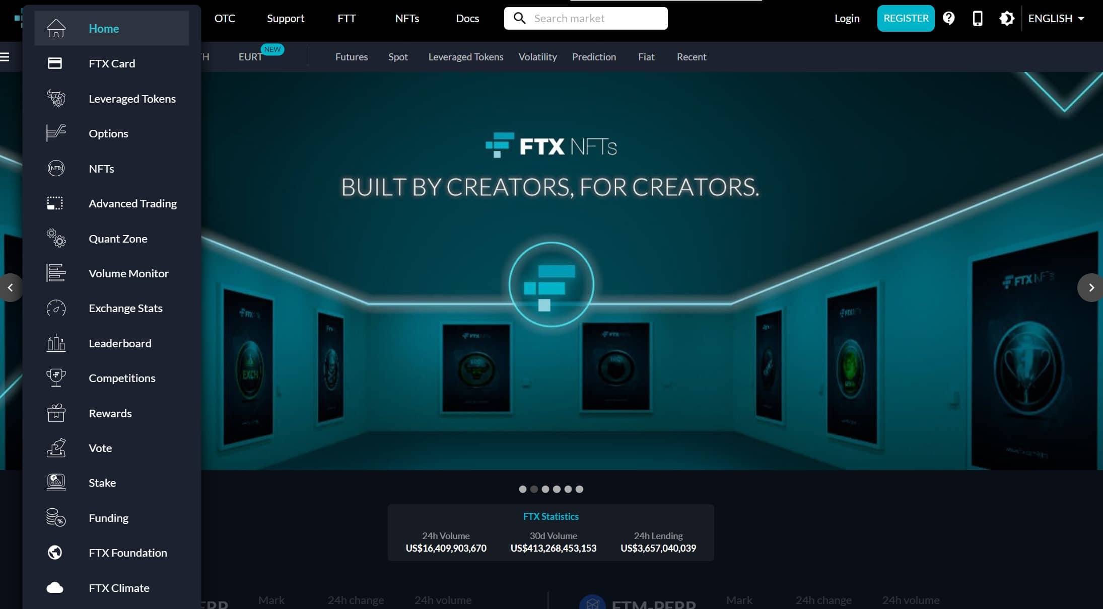 Pagina de pornire FTX