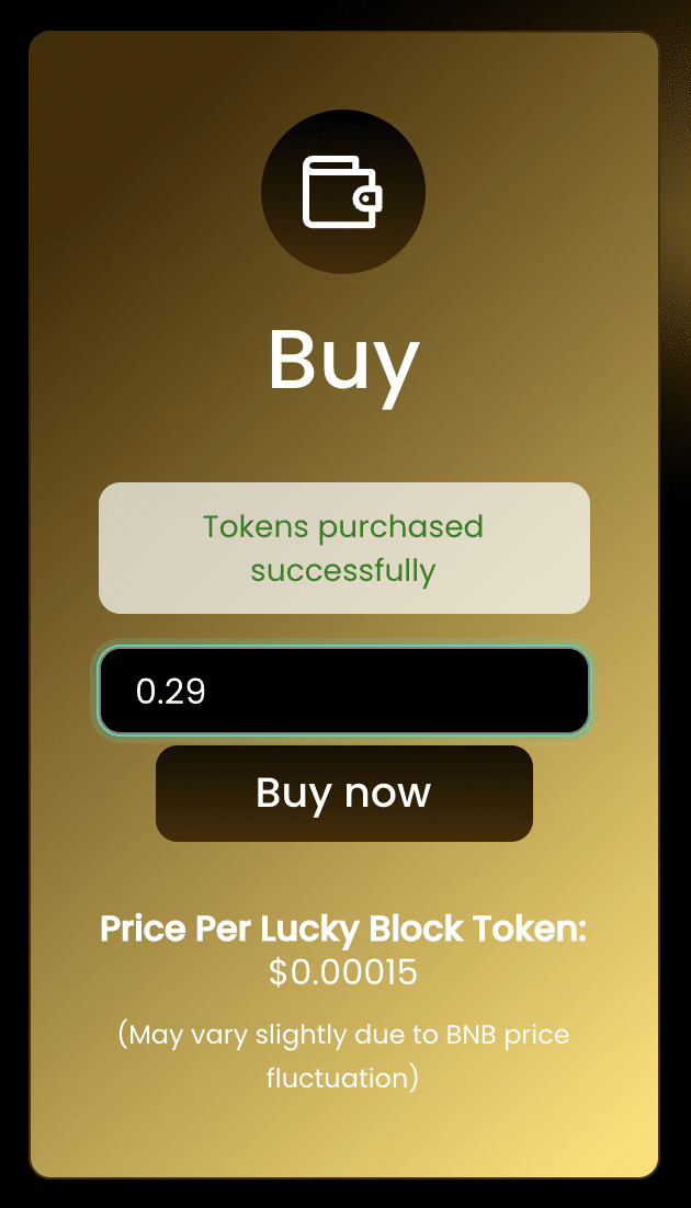 lyckat köp av lucky block token
