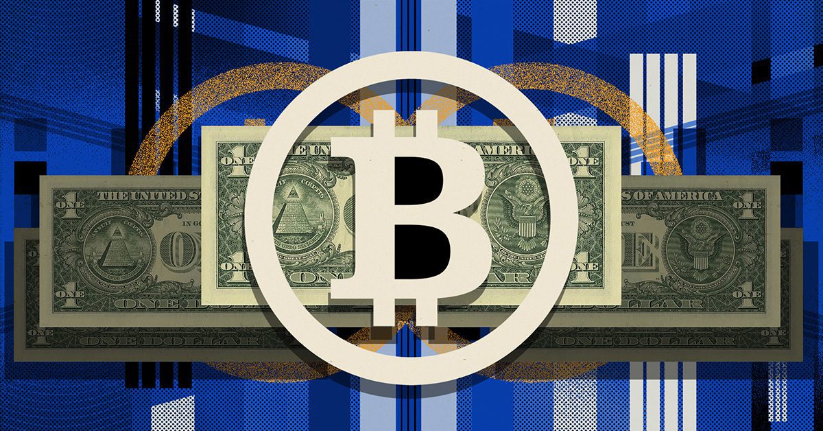 an image of bitcoin and dollar bills
