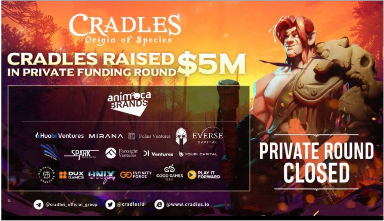 Cradles는 Animoca 브랜드 PlatoBlockchain Data Intelligence가 주도하는 5만 달러 규모의 프라이빗 펀딩 라운드를 마감했습니다. 수직 검색. 일체 포함.