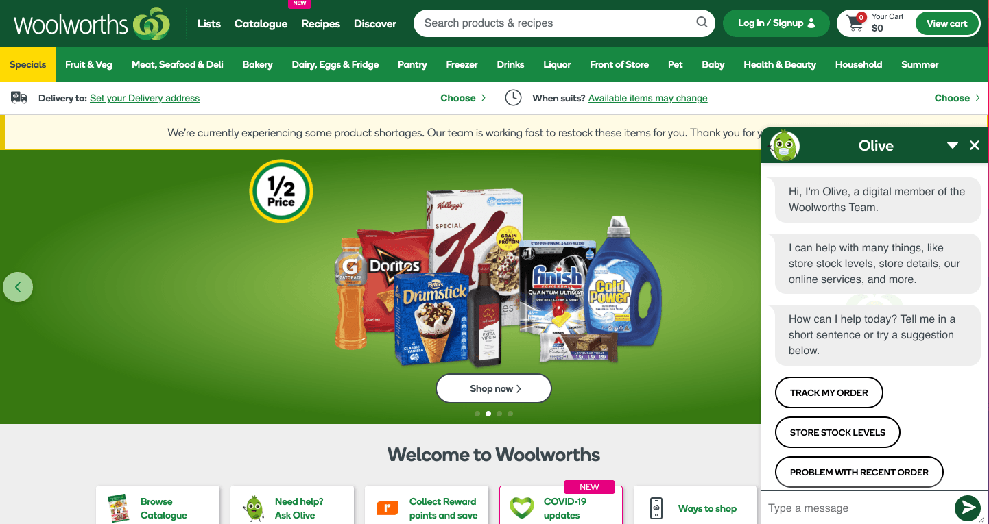 Example of conversational marketing : Woolworths