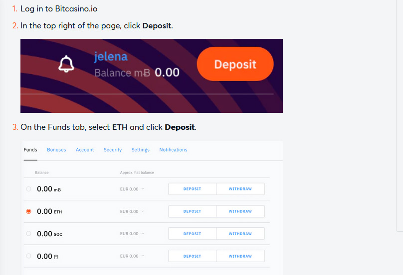 Crypto deposits are easy to make