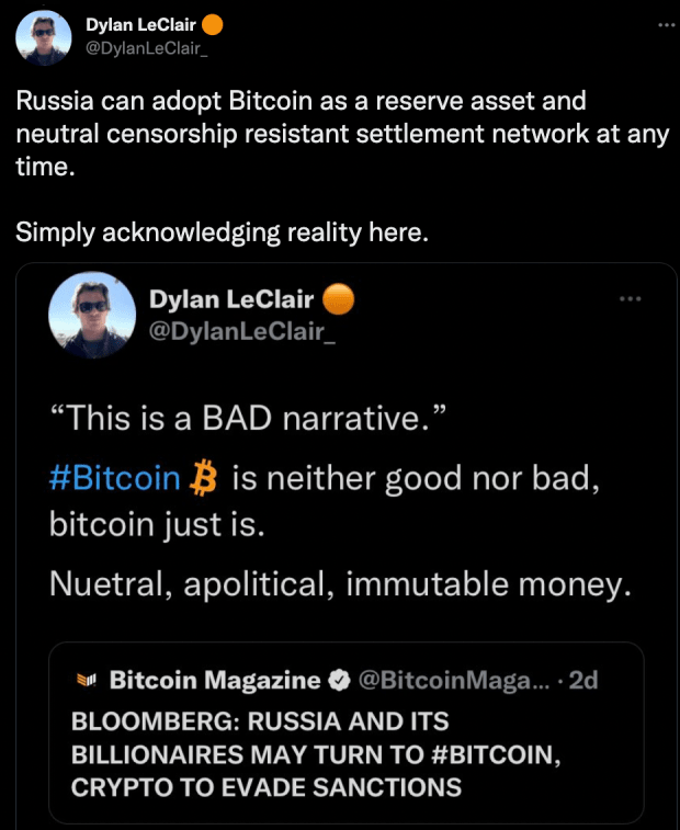 Bitcoin Game Theory Intensifies: Russia Accepts Bitcoin For Exports PlatoBlockchain Data Intelligence. Vertical Search. Ai.