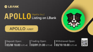 Το LBank Exchange θα καταχωρίσει το Apollo Inu (APOLLO) στις 9 Μαρτίου 2022 το PlatoBlockchain Data Intelligence. Κάθετη αναζήτηση. Ολα συμπεριλαμβάνονται.