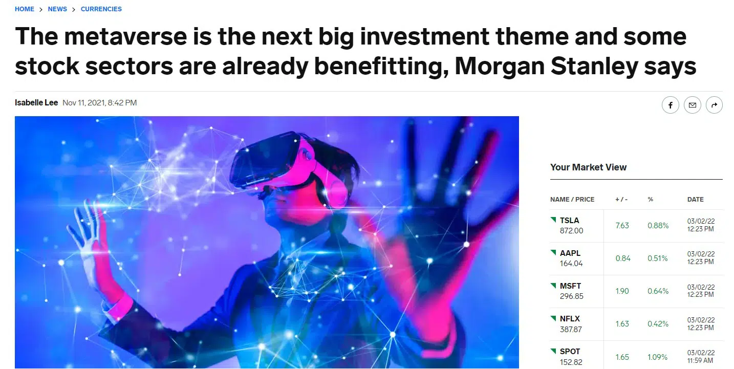 Investimento Morgan Stanley Metaverse