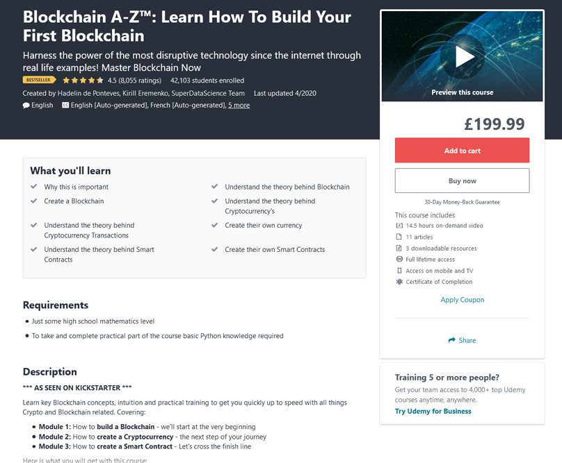 Blockchain A-Z™: Learn How To Build Your First Blockchain 